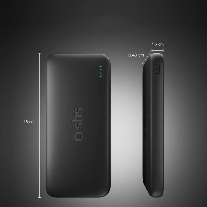 SBS - PowerBank 10000mAh, 10W, Infinity, LiFePO4, USB-C/USB-A, noir