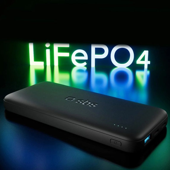 SBS - PowerBank 10000mAh, 10W, Infinity, LiFePO4, USB-C/USB-A, noir