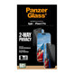 Verre trempé UWF 2-Way Privacy avec applicateur pour iPhone 17 Pro, Noir, PanzerGlass