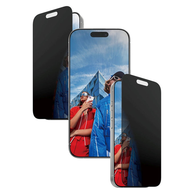 Verre trempé UWF 2-Way Privacy avec Fastfit pour iPhone 17/16 Pro, Noir, PanzerGlass