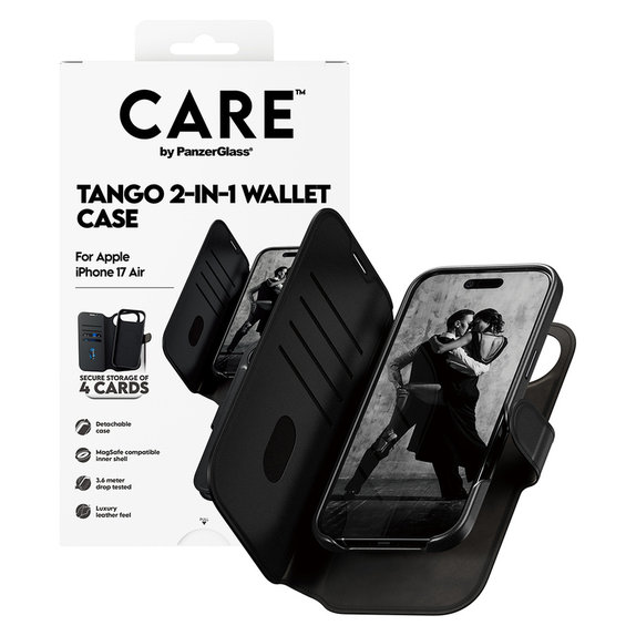 Étui Wallet Tango Two-In-One avec MagSAFE by PanzerGlass pour iPhone Air, Noir, PanzerGlass