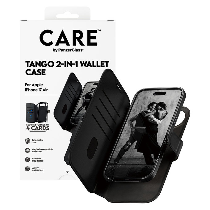 Étui Wallet Tango Two-In-One avec MagSAFE by PanzerGlass pour iPhone Air, Noir, PanzerGlass