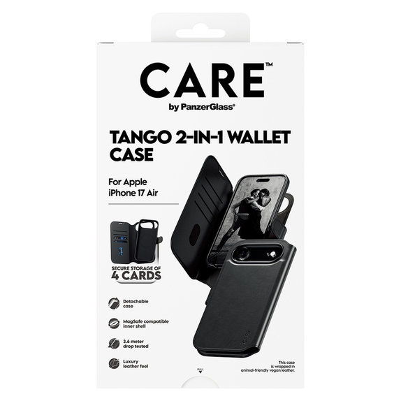 Étui Wallet Tango Two-In-One avec MagSAFE by PanzerGlass pour iPhone Air, Noir, PanzerGlass