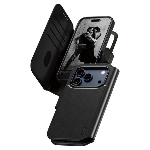 Coque Wallet Tango Two-In-One avec MagSafe pour iPhone 17 Pro, Noir, CARE