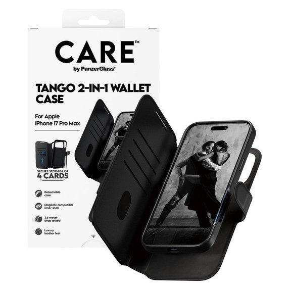 Étui Wallet Tango Two-In-One avec MagSafe pour iPhone 17 Pro Max, noir, PanzerGlass