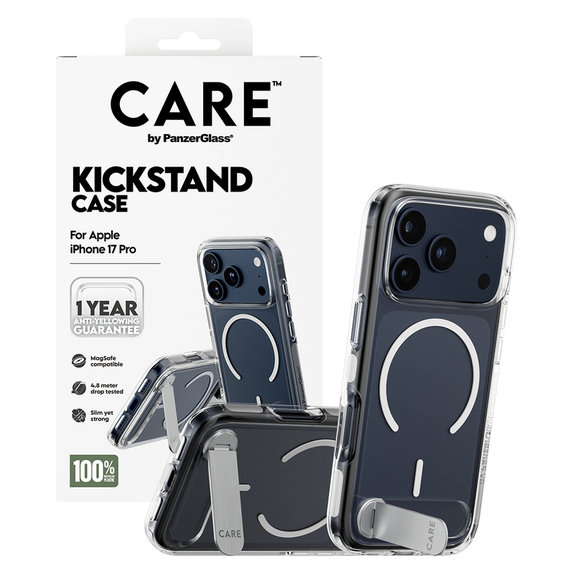 Étui Kickstand pour iPhone 17 Pro, Transparent, PanzerGlass
