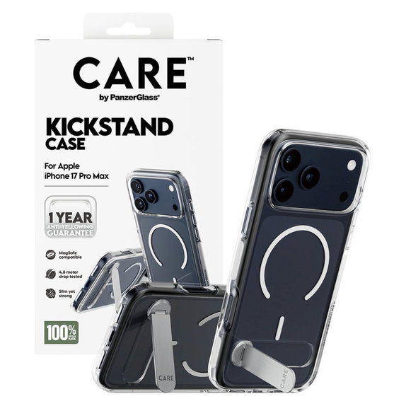 Étui Kickstand pour iPhone 17 Pro Max, transparent, PanzerGlass