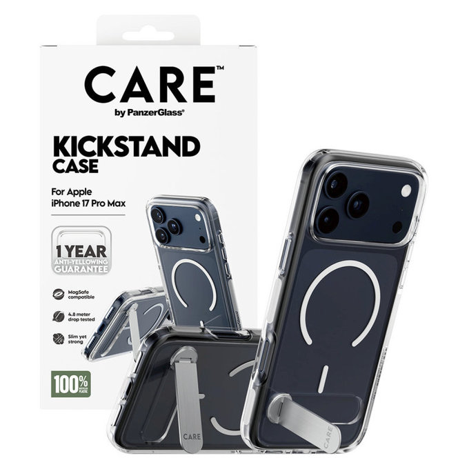 Étui Kickstand pour iPhone 17 Pro Max, transparent, PanzerGlass