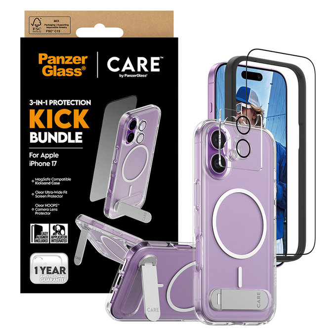 Bundle 3-en-1 Kick pour iPhone 17, PanzerGlass