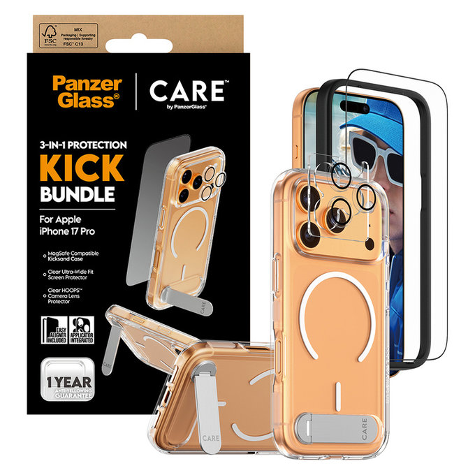 Bundle 3-en-1 Kick pour iPhone 17 Pro, PanzerGlass