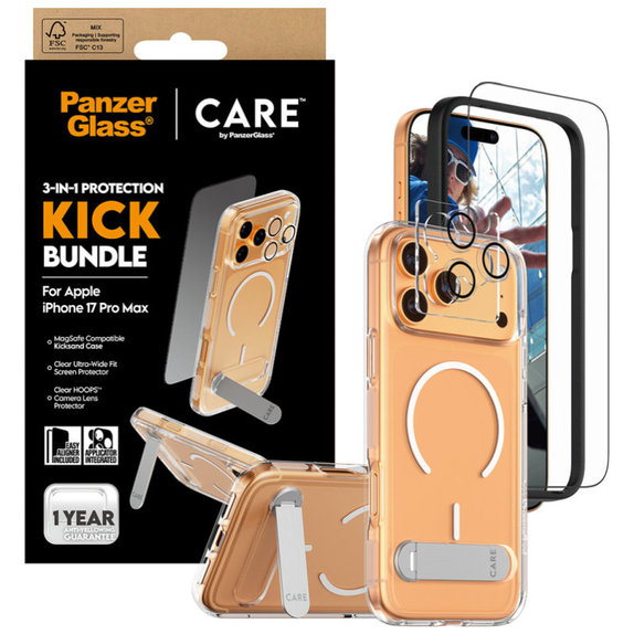 Bundle 3-en-1 Kick pour iPhone 17 Pro Max, PanzerGlass