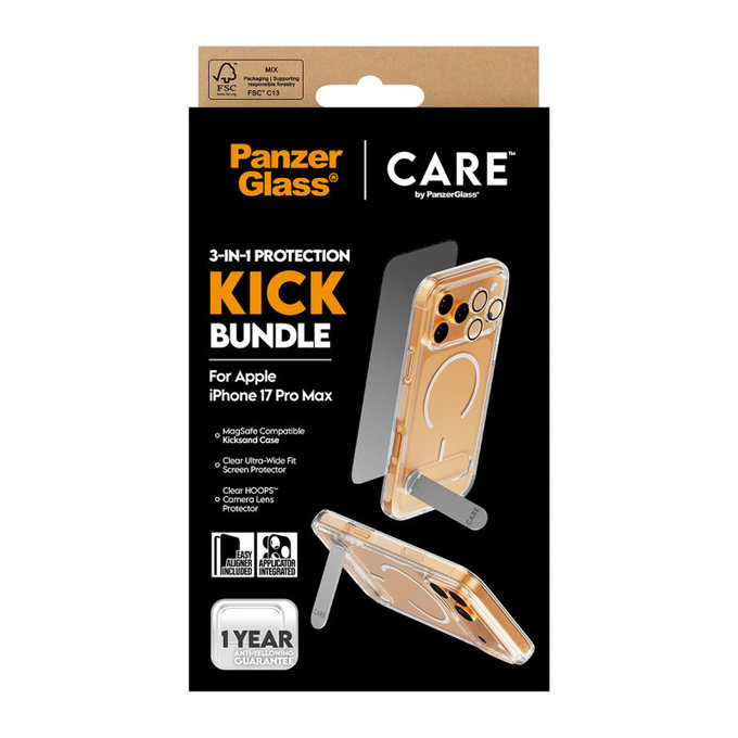 Bundle 3-en-1 Kick pour iPhone 17 Pro Max, PanzerGlass
