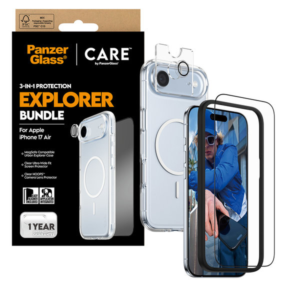 Bundle 3-en-1 Explorer pour iPhone Air, PanzerGlass