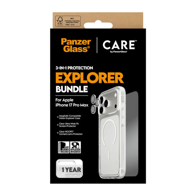 Bundle 3-en-1 Explorer pour iPhone 17 Pro Max, PanzerGlass