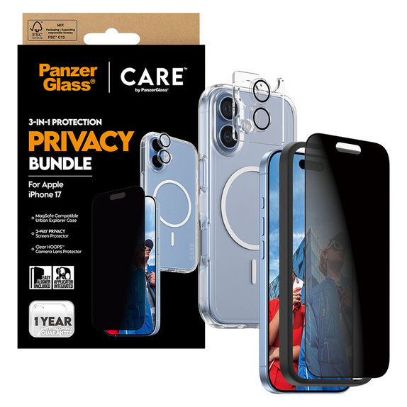 Bundle 3-en-1 Privacy pour iPhone 17, PanzerGlass