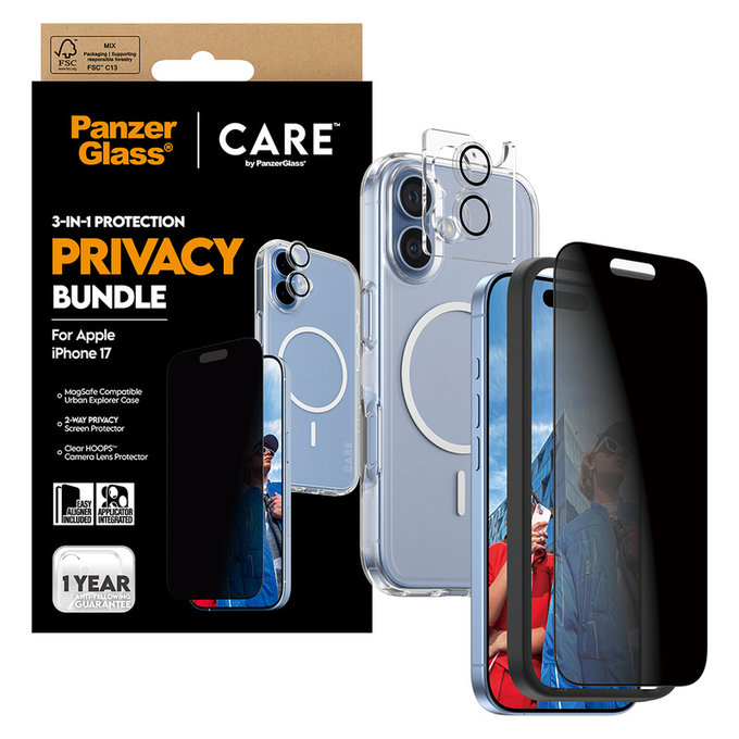 Bundle 3-en-1 Privacy pour iPhone 17, PanzerGlass