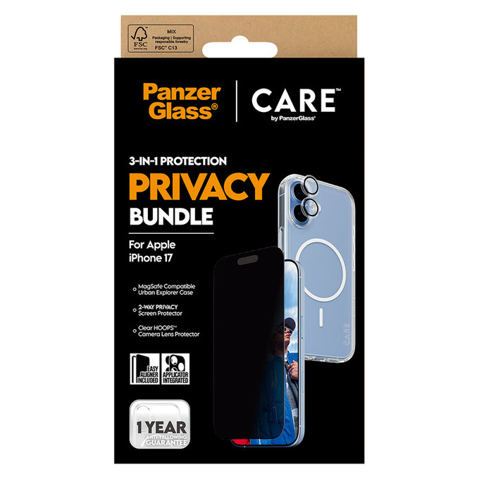Bundle 3-en-1 Privacy pour iPhone 17, PanzerGlass