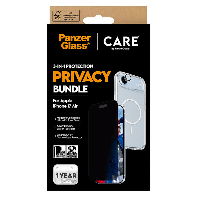 Bundle 3-en-1 Privacy pour iPhone Air, PanzerGlass