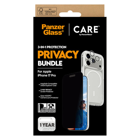 Bundle 3-en-1 Privacy pour iPhone 17 Pro, PanzerGlass