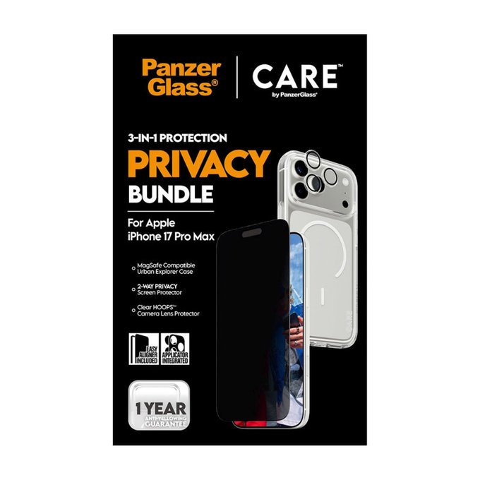 Bundle 3-en-1 Privacy pour iPhone 17 Pro Max, PanzerGlass