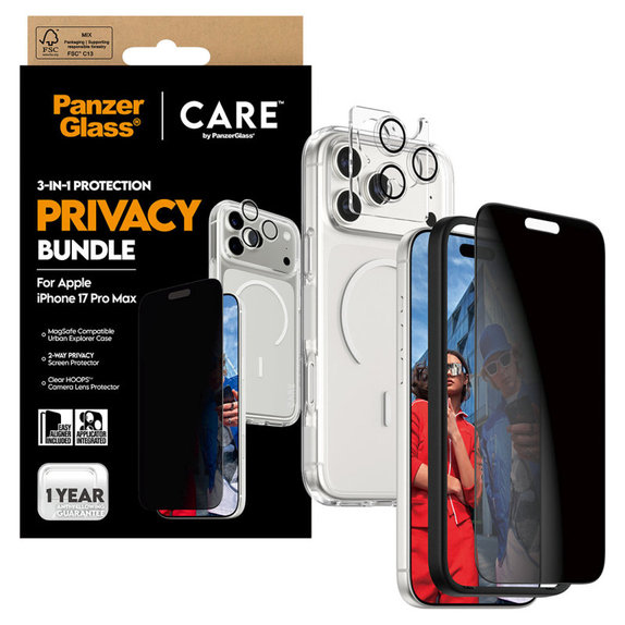Bundle 3-en-1 Privacy pour iPhone 17 Pro Max, PanzerGlass