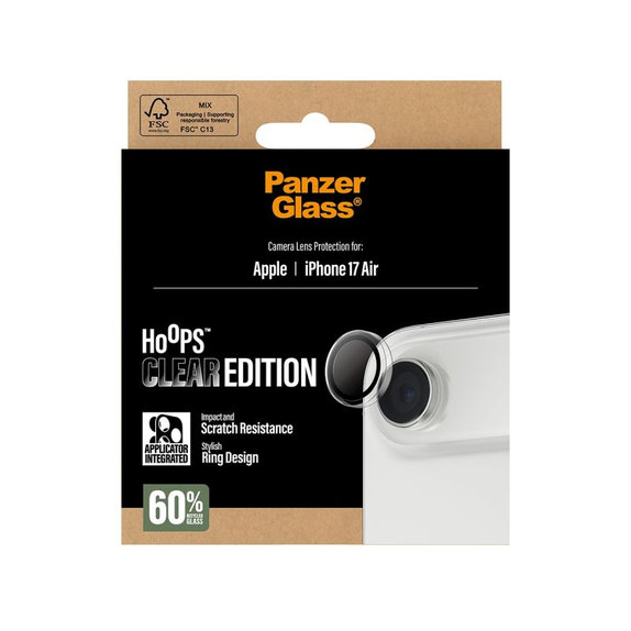 PanzerGlass - Couvercle de Protection d'Objectif d'Appareil Hoops pour iPhone 17 Air, transparente