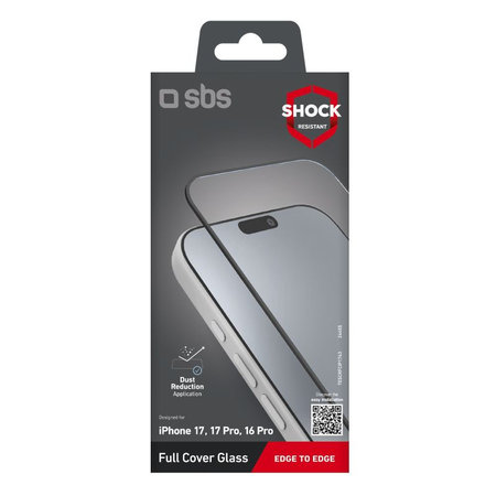 SBS - Verre trempé Full Cover pour iPhone 17/17 Pro/16 Pro, noir
