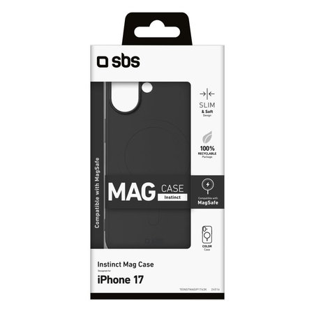 SBS - Housse Instinct Mag compatible avec MagSafe pour iPhone 17, noir