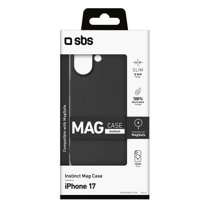 SBS - Housse Instinct Mag compatible avec MagSafe pour iPhone 17, noir
