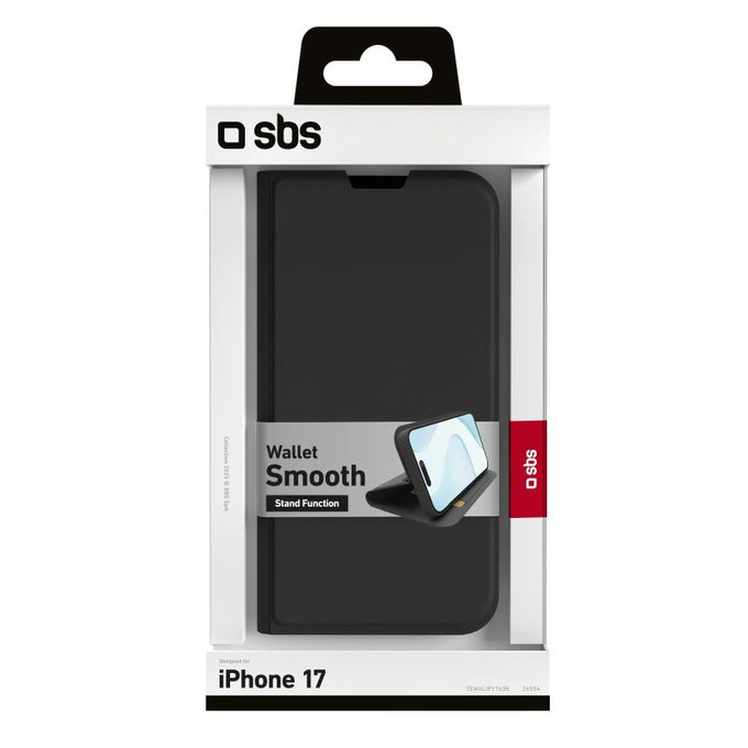 SBS - Housse Book Wallet Smooth pour iPhone 17, noir