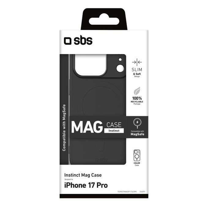 SBS - Housse Instinct Mag compatible avec MagSafe pour iPhone 17 Pro, noir