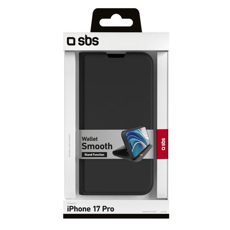 SBS - Housse Book Wallet Smooth pour iPhone 17 Pro, noir