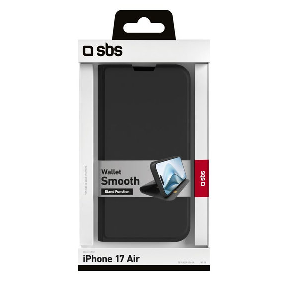 SBS - Housse Book Wallet Smooth pour iPhone 17 Air, noir