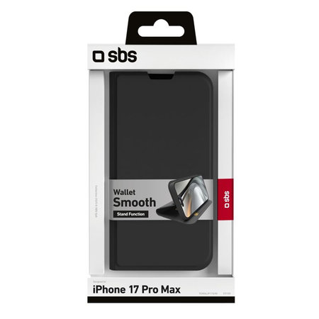 SBS - Housse Book Wallet Smooth pour iPhone 17 Pro Max, noir