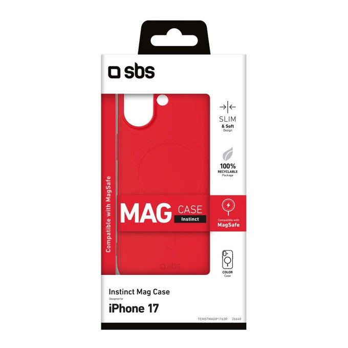 SBS - Housse Instinct Mag compatible avec MagSafe pour iPhone 17, rouge