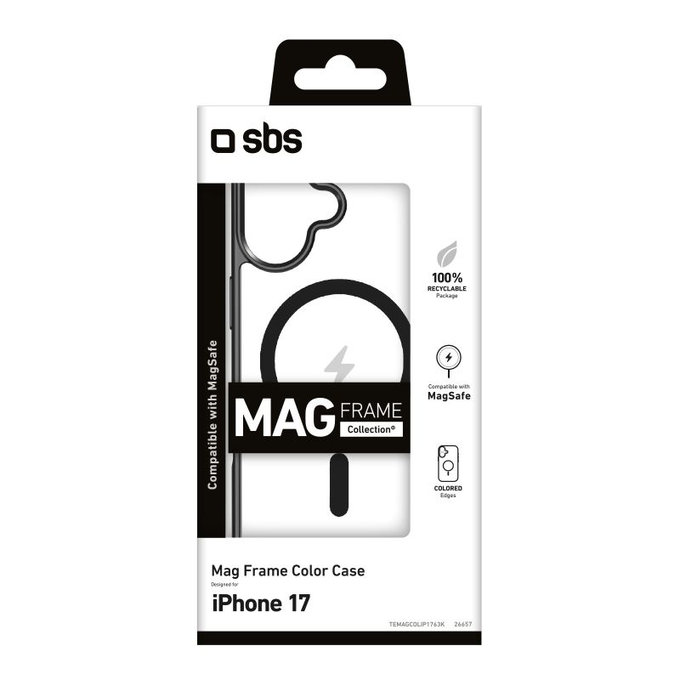 SBS - Housse Mag Frame compatible avec MagSafe pour iPhone 17, noir