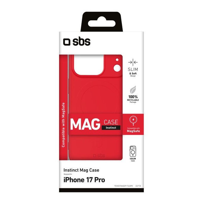 SBS - Housse Instinct Mag compatible avec MagSafe pour iPhone 17 Pro, rouge