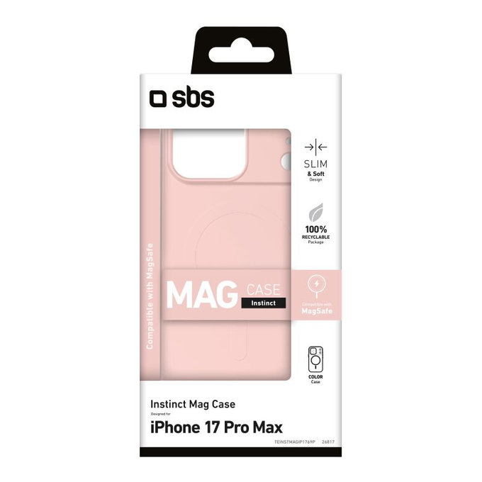 SBS - Housse Instinct Mag compatible avec MagSafe pour iPhone 17 Pro Max, rose