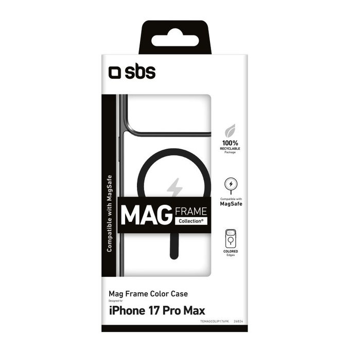 SBS - Housse Mag Frame compatible avec MagSafe pour iPhone 17 Pro Max, noir