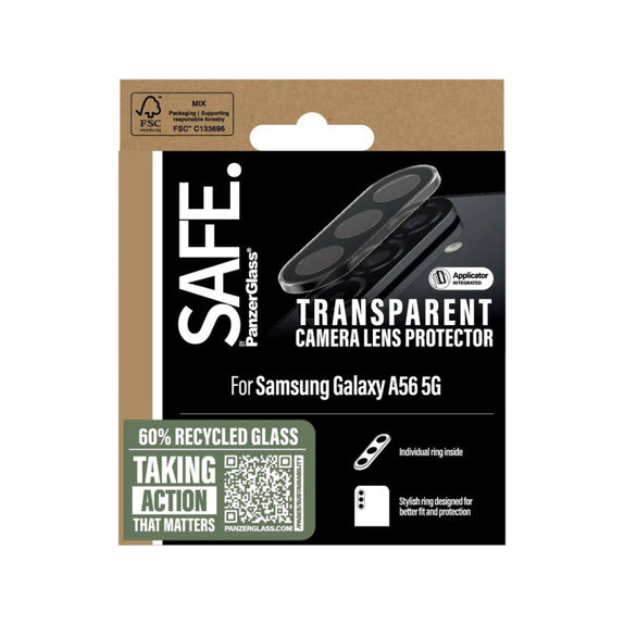 Protection d’objectif photo pour Samsung A56 5G, Transparent, SAFE