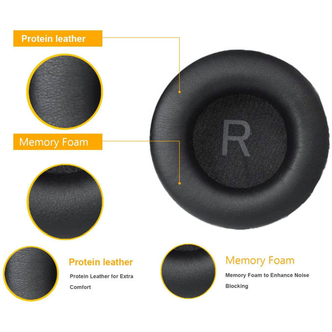 Coussinets de rechange pour AKG K52, K72, K92, K240, Mousse à mémoire + cuir PU, Noires, 1 Paire