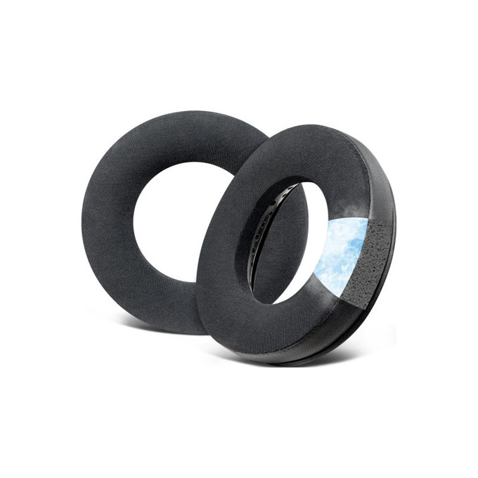 Coussinets de rechange pour Beyerdynamic DT440, DT660, DT990 Pro, Mousse à mémoire + Cuir + en Textil + Gel Rafraîchissant, Noires, 1 Paire