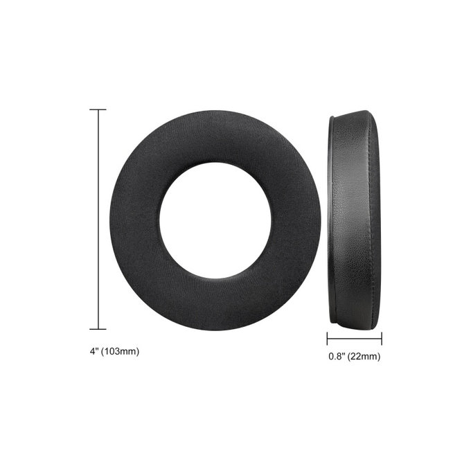 Coussinets de rechange pour Beyerdynamic DT440, DT660, DT990 Pro, Mousse à mémoire + Cuir + en Textil + Gel Rafraîchissant, Noires, 1 Paire