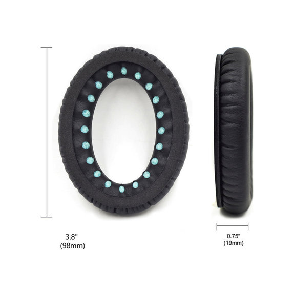 Coussinets de rechange pour Bose QC25, QC35, QC45, Mousse à mémoire + cuir PU, Noires, Gel Rafraîchissant, 1 Paire