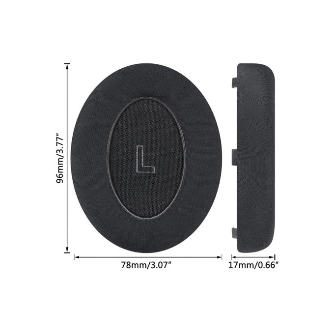 Coussinets de rechange pour Bose QC Ultra, Mousse à mémoire + en Textile + Cuir, Noires, Gel Rafraîchissant, 1 Paire