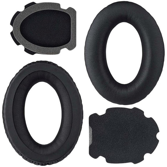 Coussinets de rechange pour Bose Aviation A10, A20, Mousse à mémoire + cuir PU, Noires, 1 Paire