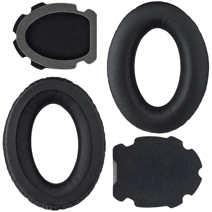 Coussinets de rechange pour Bose Aviation A10, A20, Mousse à mémoire + cuir PU, Noires, 1 Paire