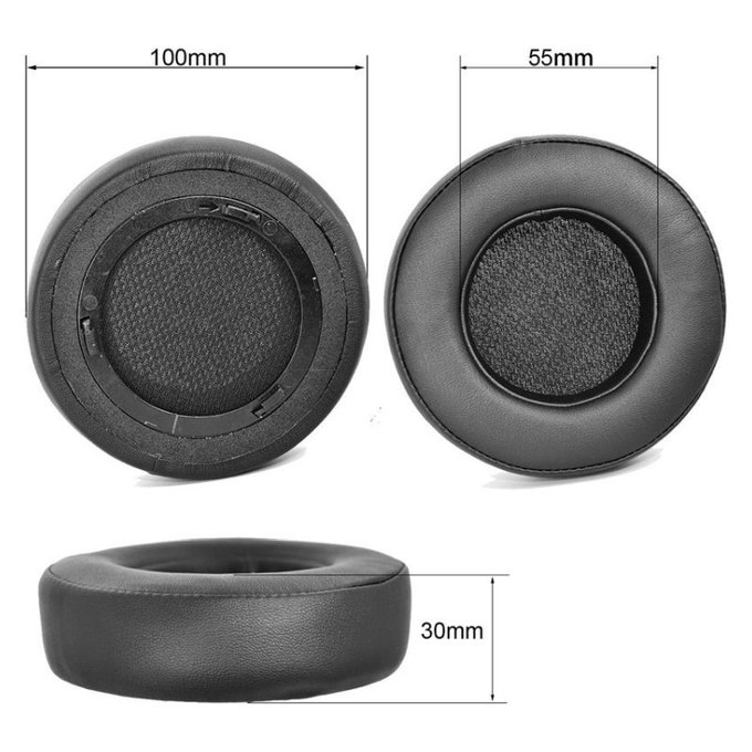 Coussinets de rechange pour Corsair Virtuoso RGB, Mousse à mémoire + cuir PU, Noires, 1 Paire