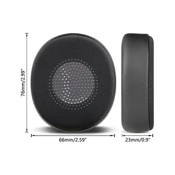 Coussinets de rechange pour Jabra Evolve2 40, 65 UC/MS, Elite 45h, Mousse à mémoire + cuir PU + en Textil, Noires, Gel Rafraîchissant, 1 Paire