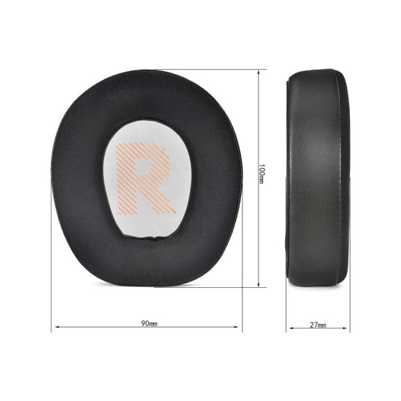 Coussinets de rechange pour JBL Quantum Q200, Q300, Mousse à mémoire + cuir PU + en Textil, Noires, Gel Rafraîchissant, 1 Paire